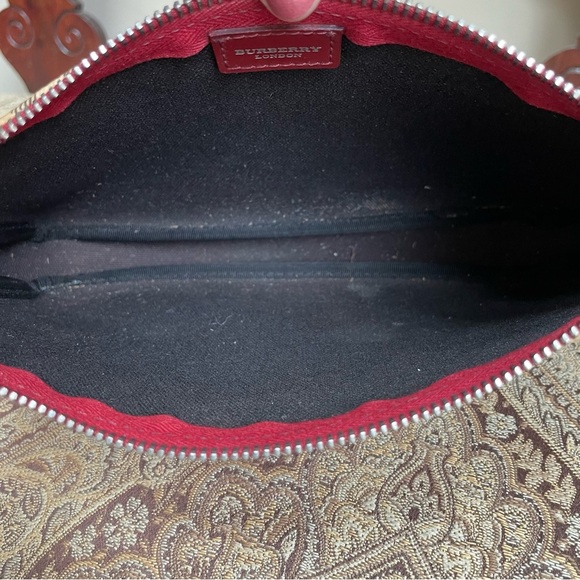 Burberry Haymarket Check Top Handle Zip Closure Logo Clasp Mini Bag - Picture 7 of 14